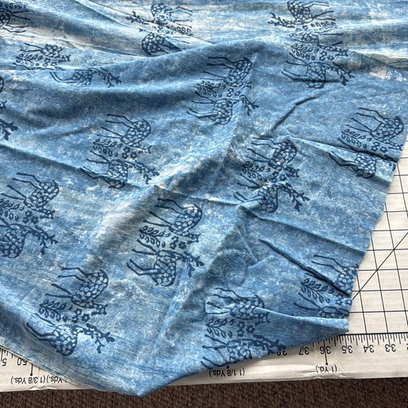 Vintage Indian Block Print Cotton Fabric – Blue Deer Motif – 3 Yards - Picture 11 of 11